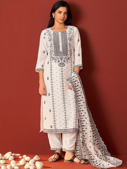 Dhiyona IE Women Ethnic Motifs Woven Design Kurta with Trousers & Dupatta