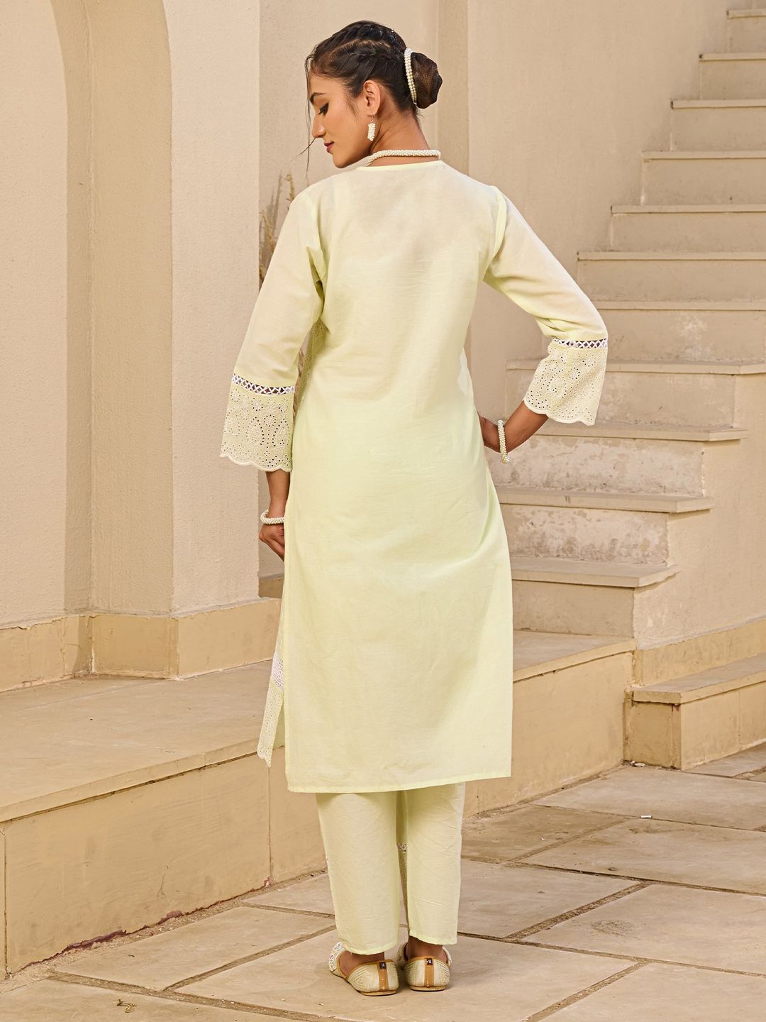 Women Ethnic Motifs Embroidered Cotton Kurta with Trousers & Dupatta