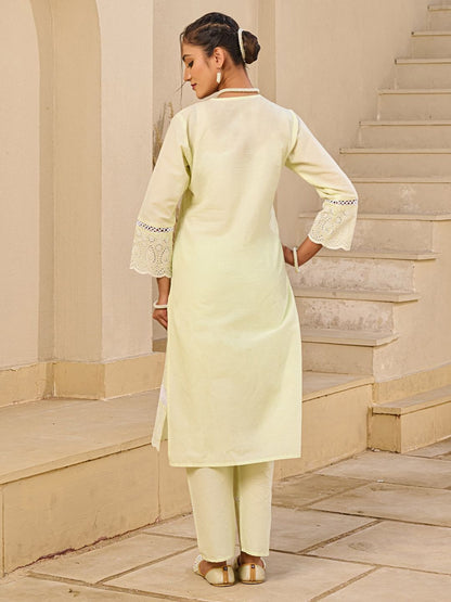 Women Ethnic Motifs Embroidered Cotton Kurta with Trousers & Dupatta