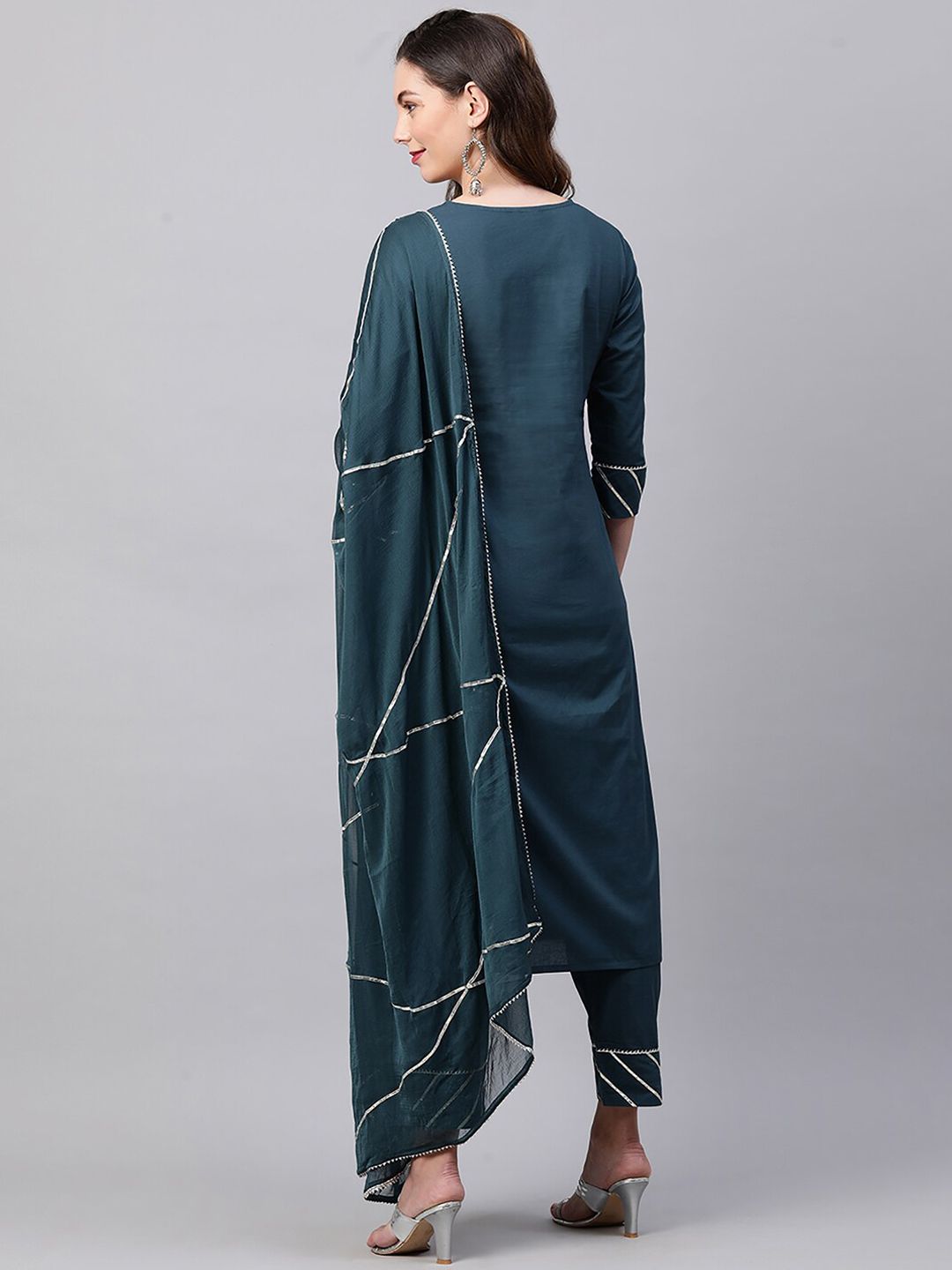 Women Gotta Patti Pure Cotton Kurta With Palazzos & Dupatta
