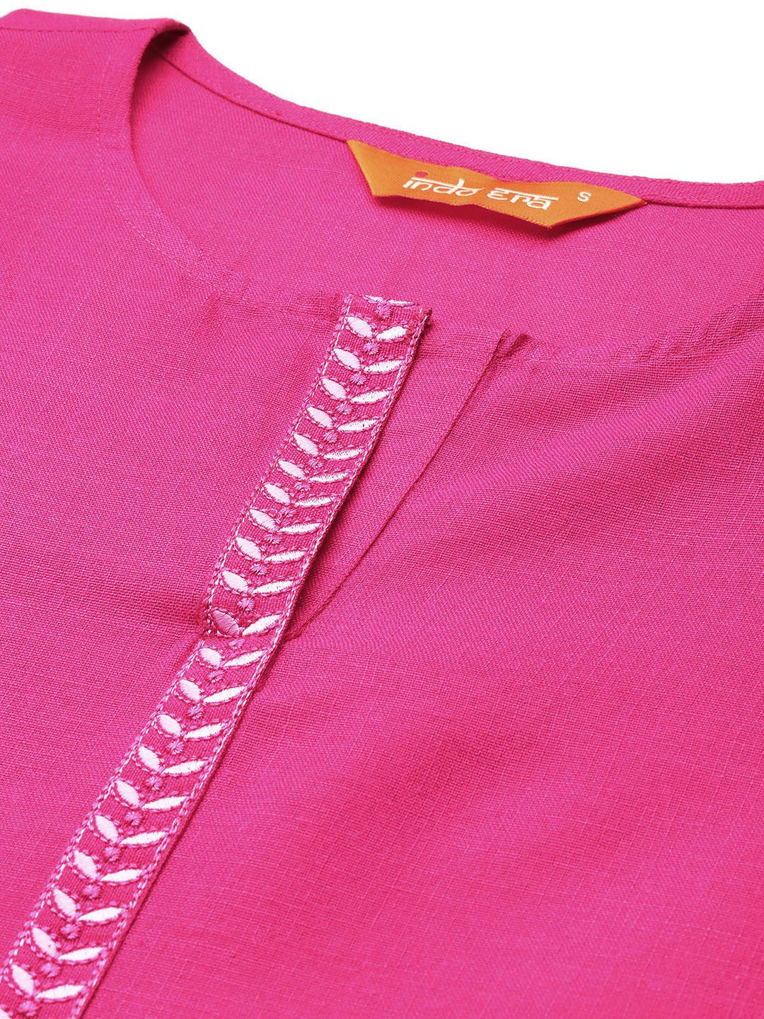 Dhiyona IE Embroidered Pure Cotton Kurta with Trousers & Dupatta