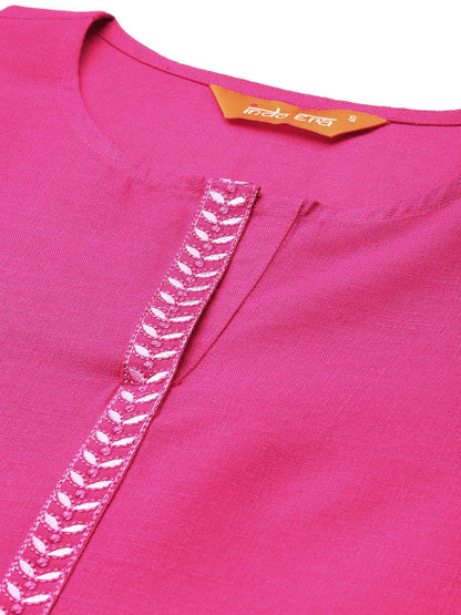 Dhiyona IE Embroidered Pure Cotton Kurta with Trousers & Dupatta
