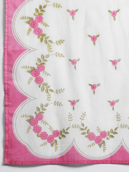 Dhiyona IE Floral Embroidered Pure Cotton Kurta with Trousers & Dupatta