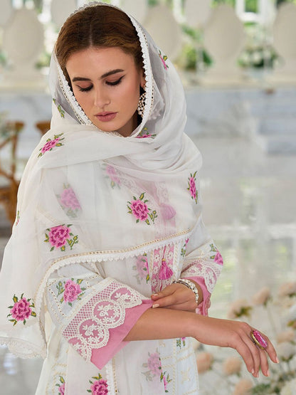 Dhiyona IE Women Floral Embroidered Regular Thread Work Pure Cotton Kurta