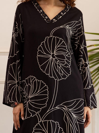 Dhiyona IE Printed Round Neck Long Sleeve Tunic With Trouser Co-Ords