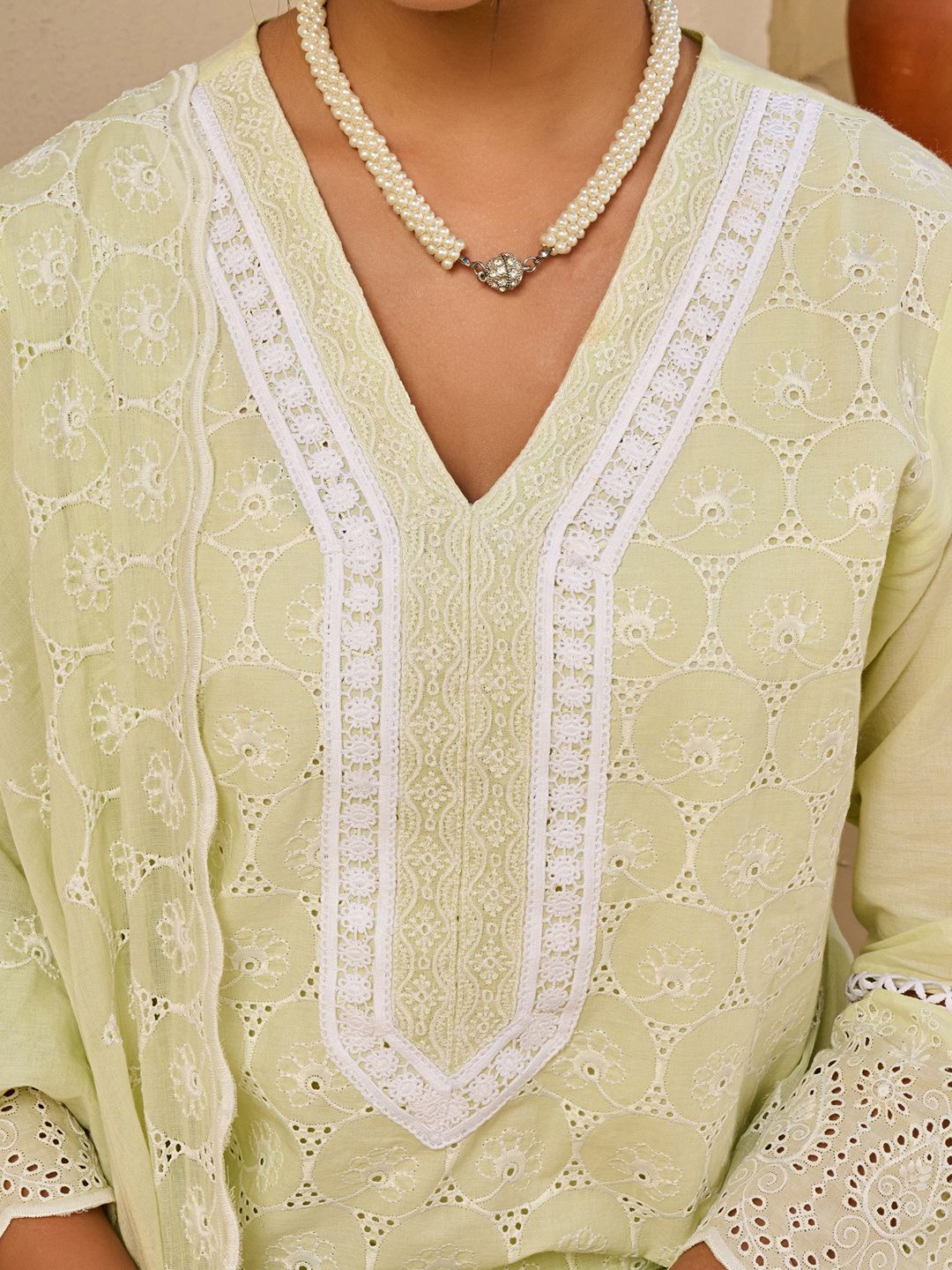 Women Ethnic Motifs Embroidered Cotton Kurta with Trousers & Dupatta