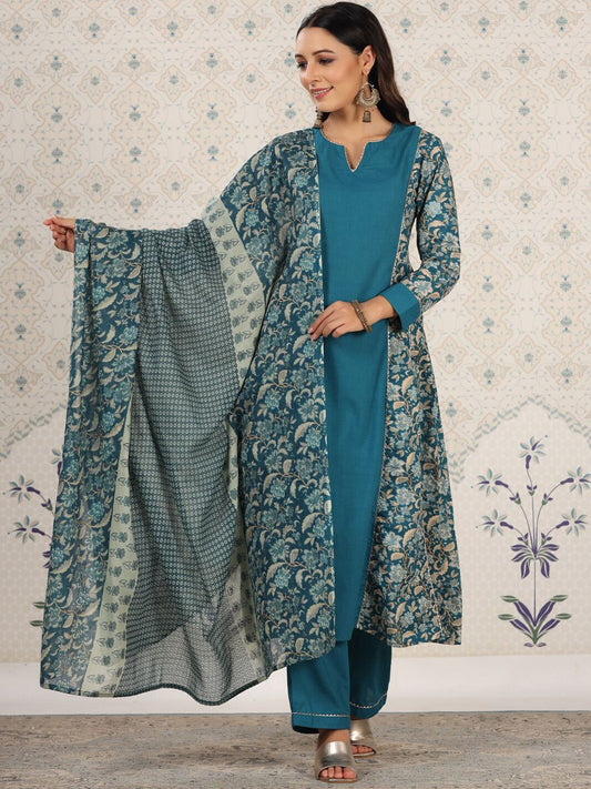 Dhiyona OD  Floral Printed Panelled Gotta Patti Pure Cotton Kurta Set