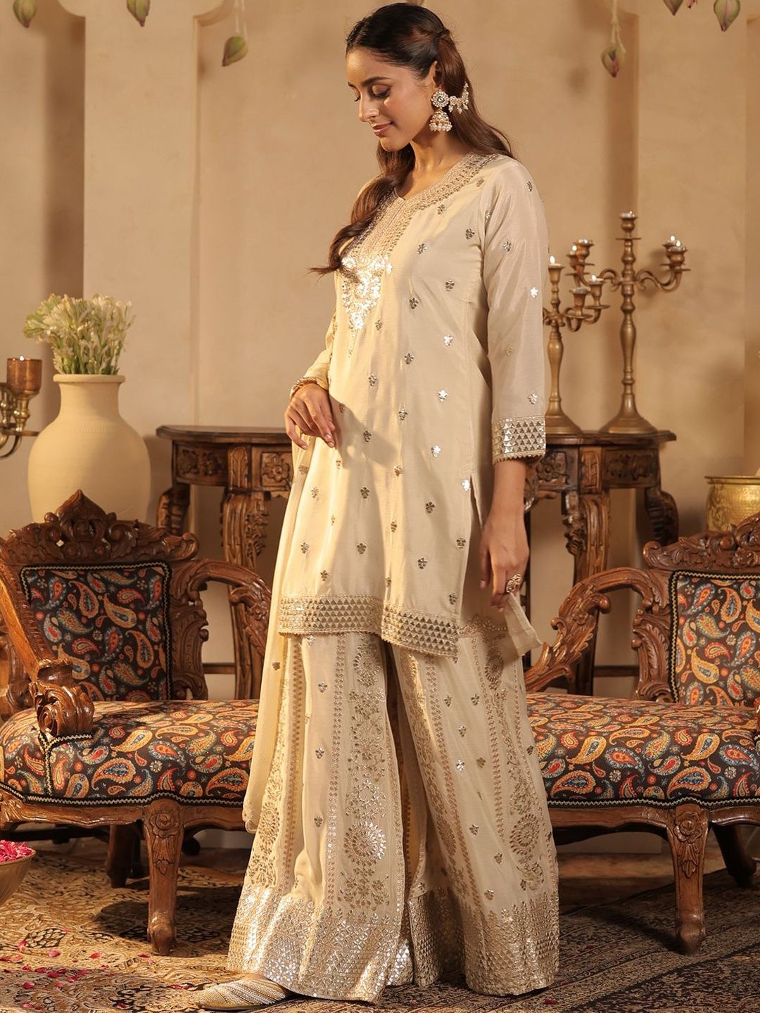 Women Ethnic Motifs Printed Kurta with Palazzo & Dupatta