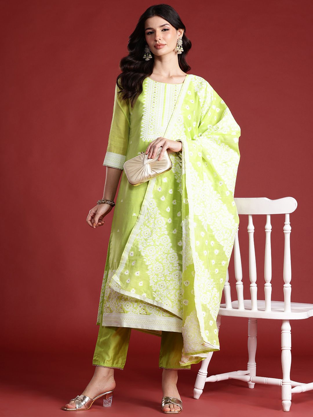 Dhiyona IE Ethnic Motifs Kurta with Trousers & With Dupatta