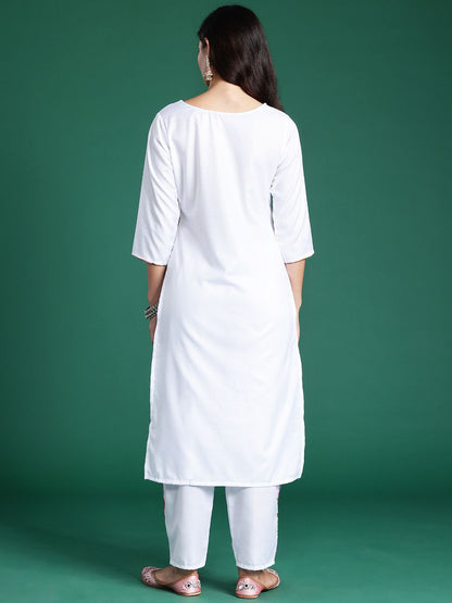 Dhiyona IE Women Floral Printed Regular Kurta with Trousers