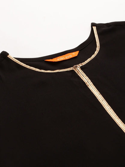 Dhiyona IE Women Black Embroidered Anarkali Kurta
