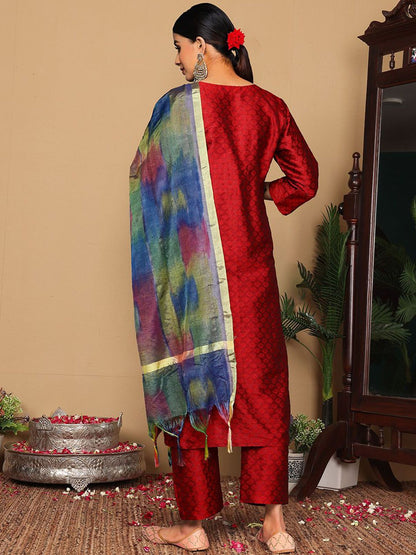 Dhiyona VA Women's Ethnic Motifs Embroidered Regular Gotta Patti Kurta with Trousers & With Dupatta