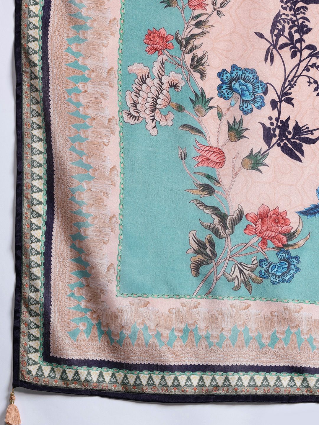 Floral Embroidered Thread Work Kurta With Trousers & Dupatta