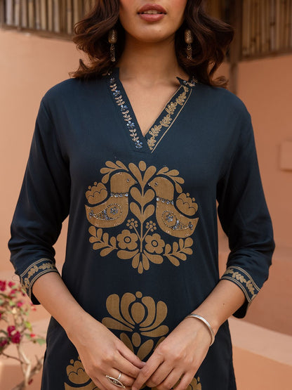 Dhiyona SN Women's Printed Straight Kurta & Palazzo