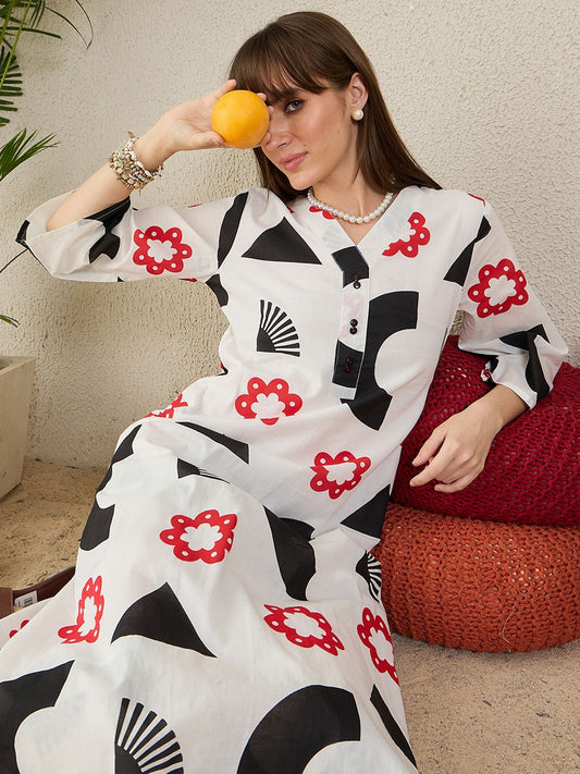 Dhiyona IE Printed Pure Cotton Tunic With Palazzo