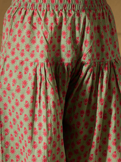 Dhiyona IE Floral Printed Pure Cotton Straight Kurta with Salwar & Dupatta
