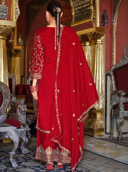 Women Ethnic Motifs Embroidered Kurta with Palazzos & Dupatta