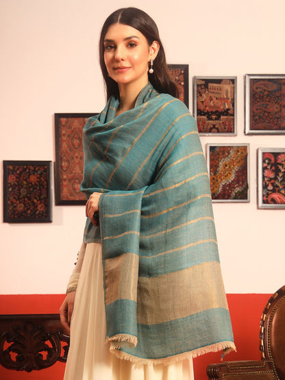 Dhiyona PA Striped Printed Woolen Reversible Shawl
