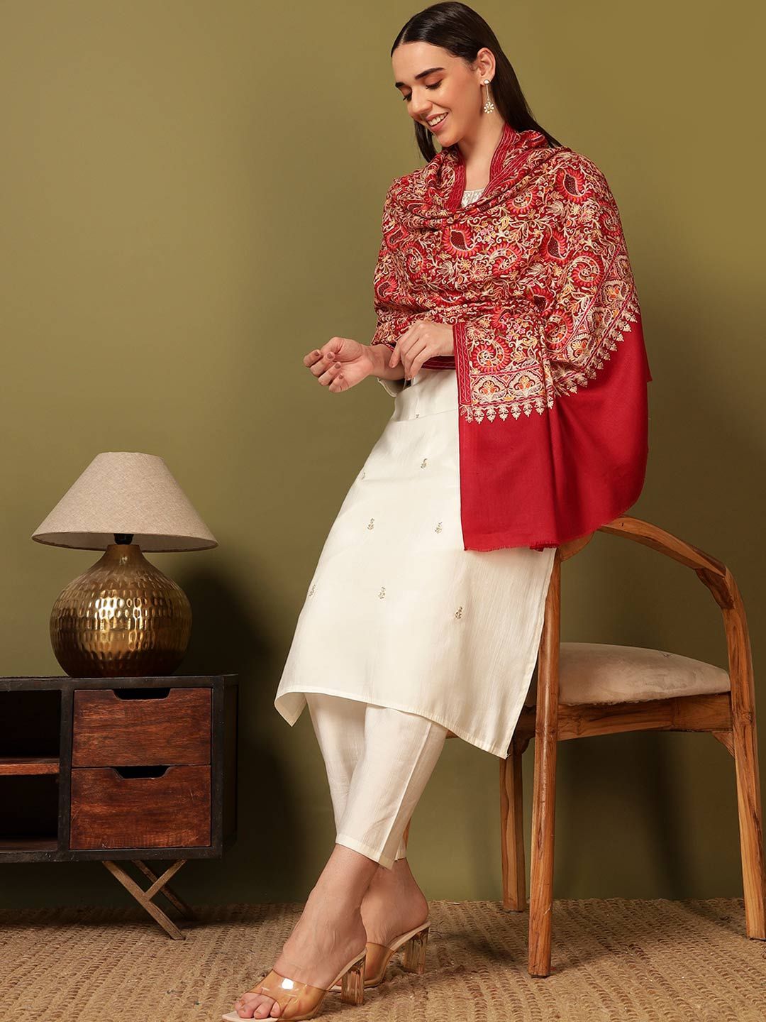 Dhiyona PA Paisley Embroidered Nalki Shawl