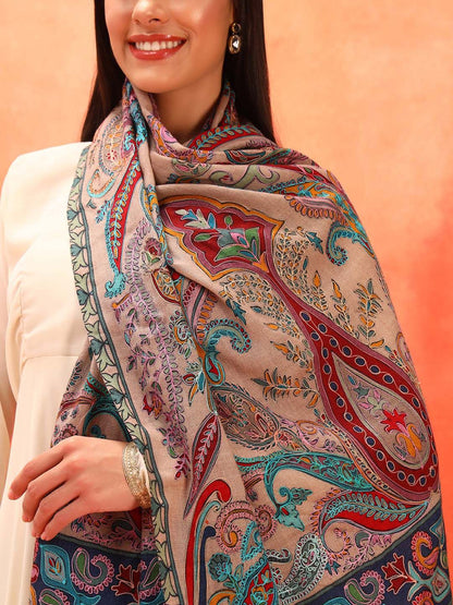 Dhiyona PA Ethnic Motifs Embroidered Shawl