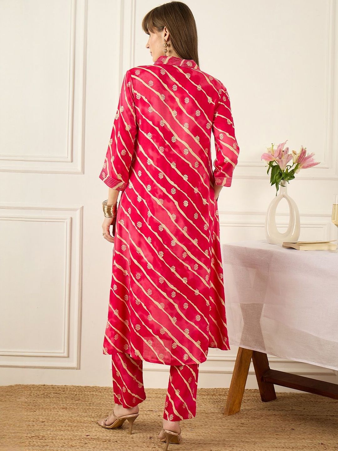 Floral Printed Thread Work Pure Cotton Kurta With Palazzos