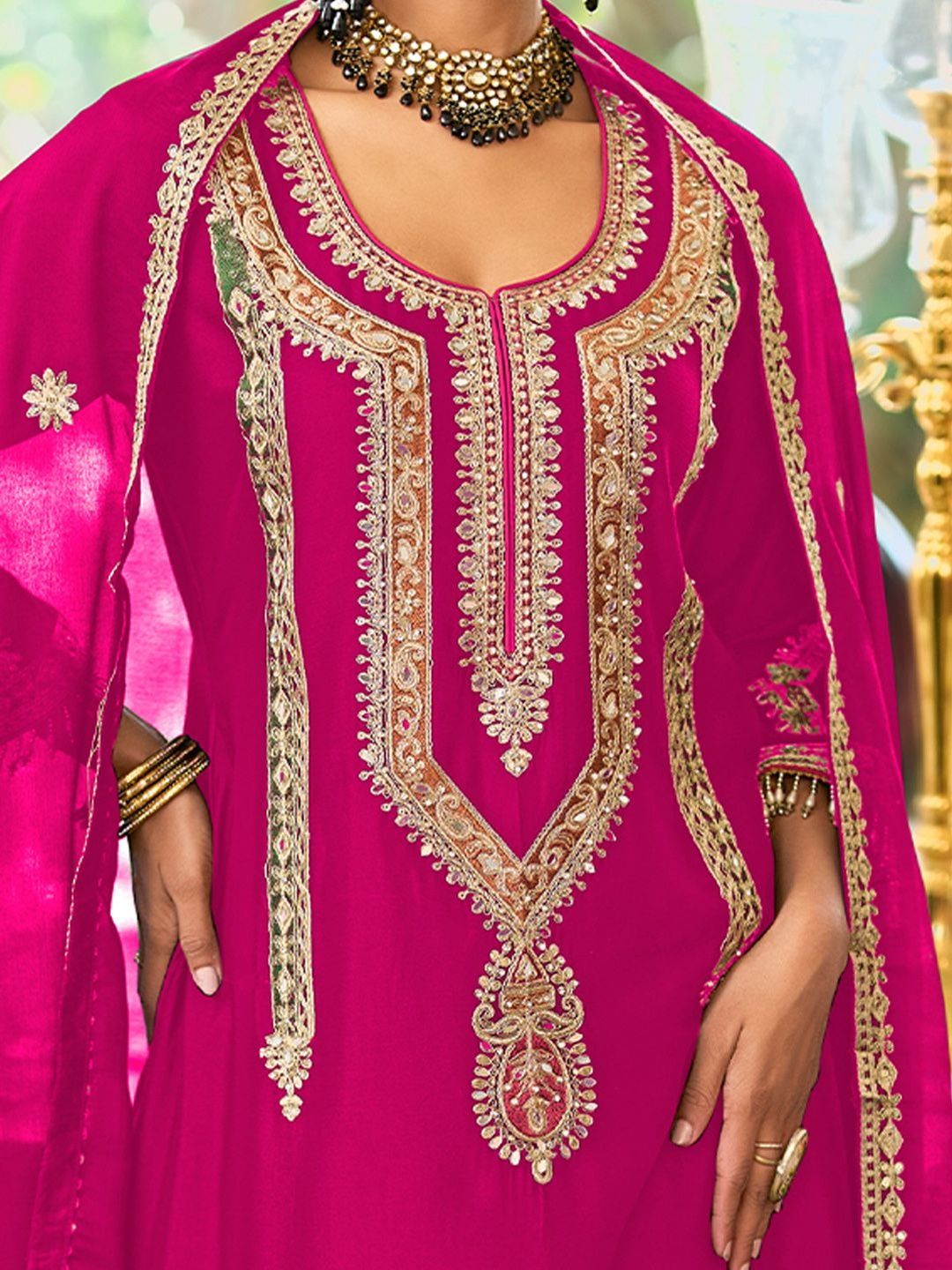 Women Ethnic Motifs Embroidered A-Line Kurta with Palazzos & Dupatta