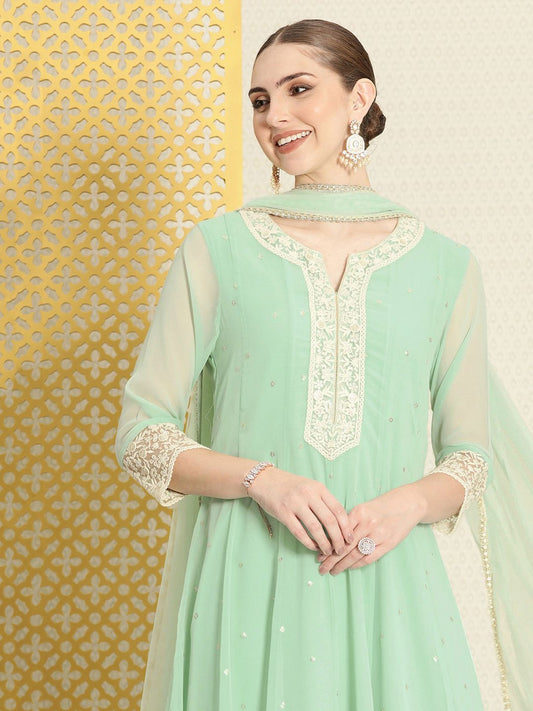 Dhiyona PD Women Women Jashn Embroidered Sequinned Kurta & Trousers With Dupatta