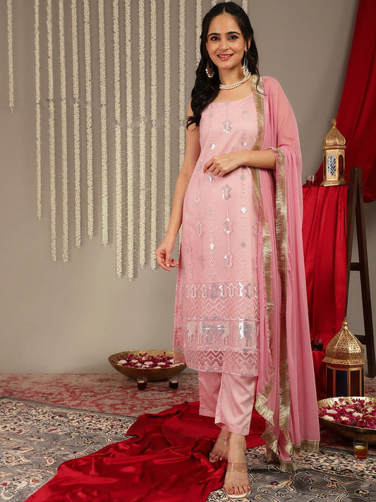 Dhiyona VA Women'sEthnic Motifs Embellished Regular Kurta with Trousers & With Dupatta