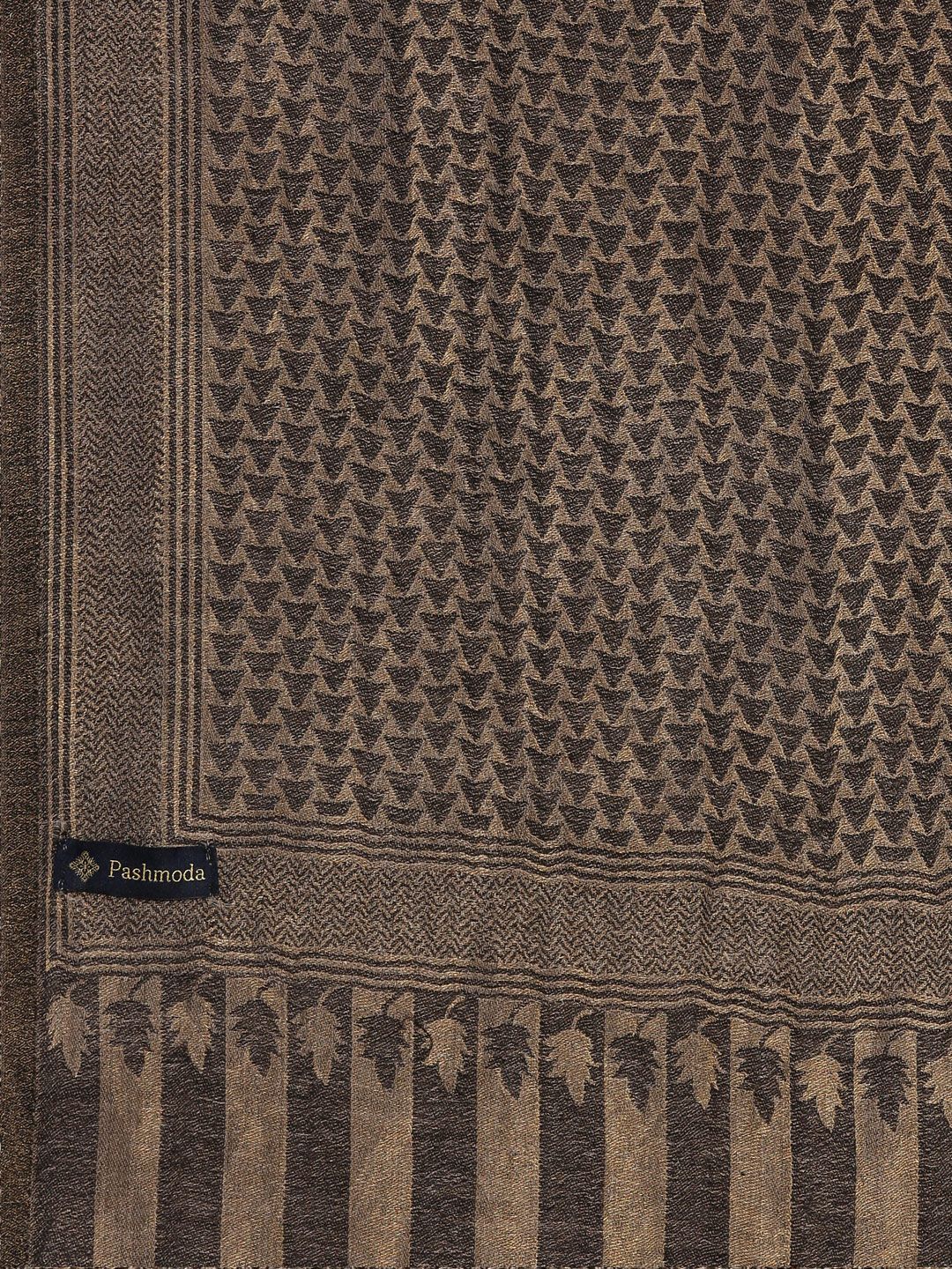 Dhiyona PA Women Black & Beige Colored Woven Design Fine Cashmere Woolen Shawl