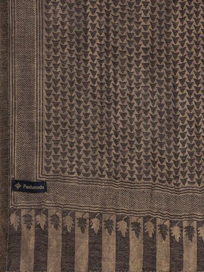 Dhiyona PA Women Black & Beige Colored Woven Design Fine Cashmere Woolen Shawl