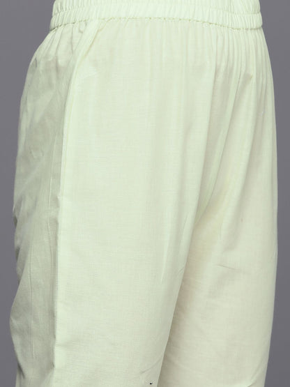 Dhiyona VA Women's Floral Embroidered Regular Thread Work Pure Cotton Kurta with Trousers & With Dupatta