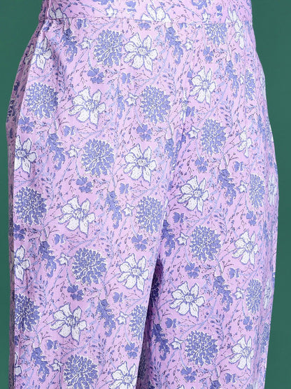 Floral Printed Regular Pure Cotton Kurta with Trousers