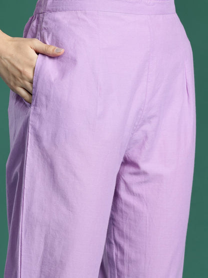 Dhiyona IE Floral Embroidered Thread Work Pure Cotton Kurta with Trousers & With Dupatta