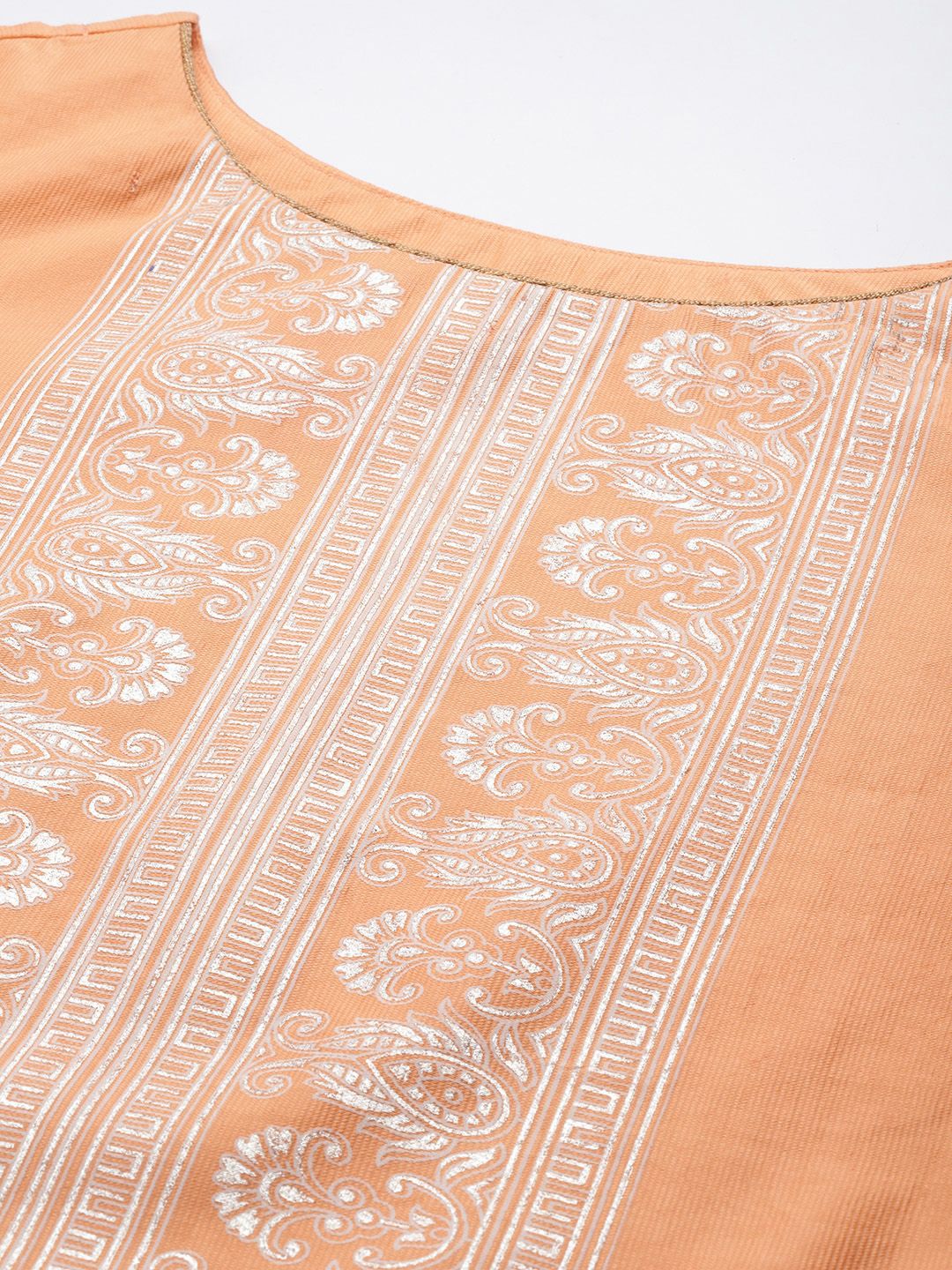 Women Orange Ethnic Motifs Printed Liva Kurta with Trousers & With Dupatta