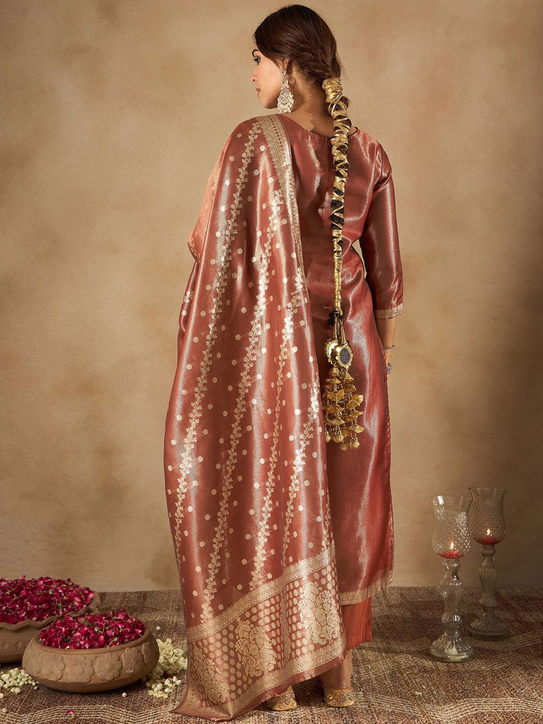 Dhiyona IE Women Ethnic Motifs Regular Kurta with Trousers & Dupatta