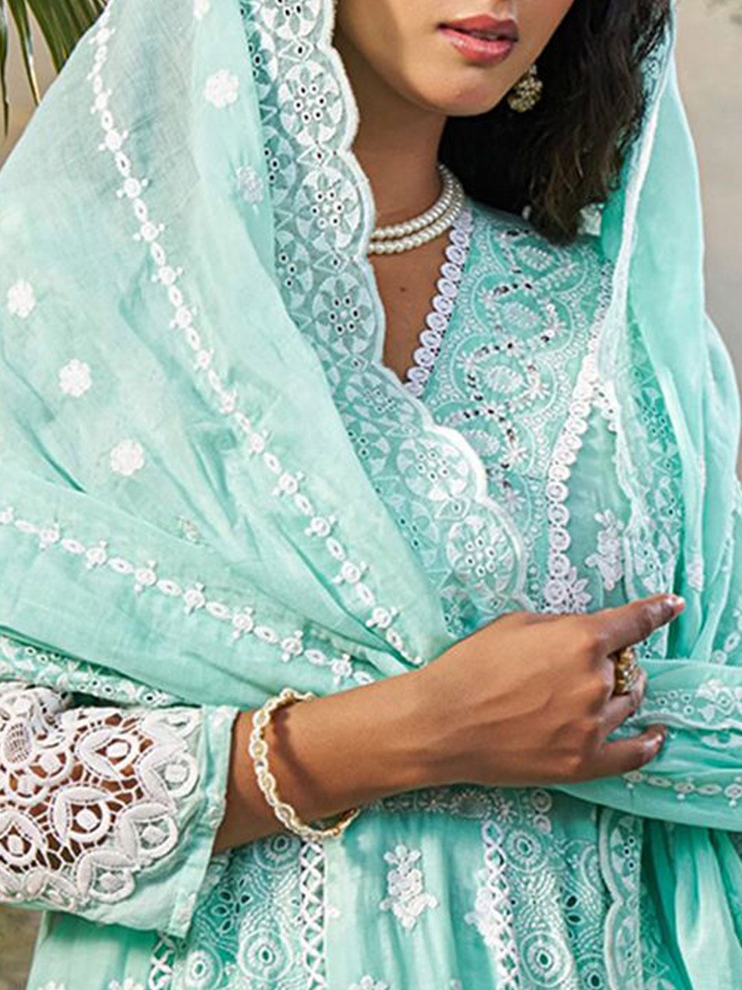 Women Floral Embroidered Cotton Kurta with Trousers & Dupatta