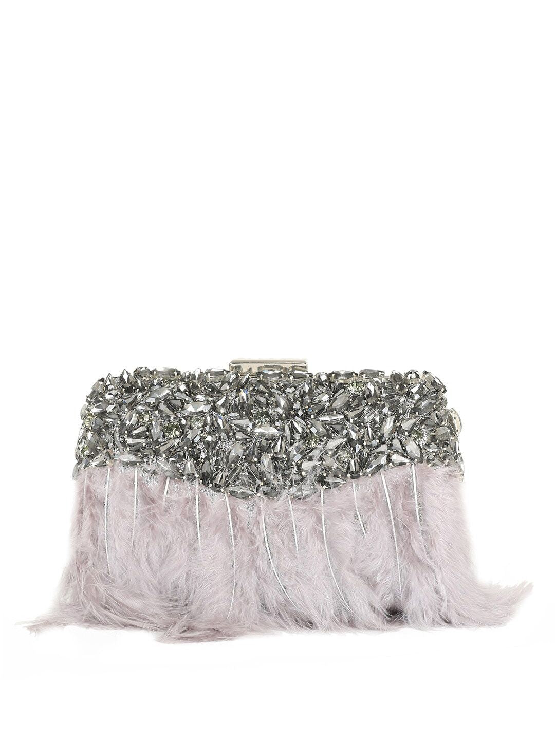 Dhiyona NR Feather Embellished Box Clutch