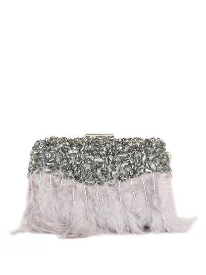 Dhiyona NR Feather Embellished Box Clutch