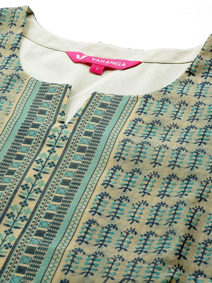 Dhiyona VA Women'sEthnic Motifs Printed Chanderi Silk Kurta With Trousers & With Dupatta