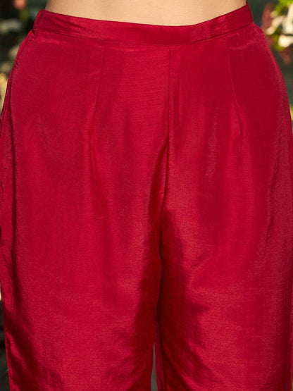 Ethnic Motifs Embroidered Round Neck Thread Work Kurta with Trousers & Dupatta