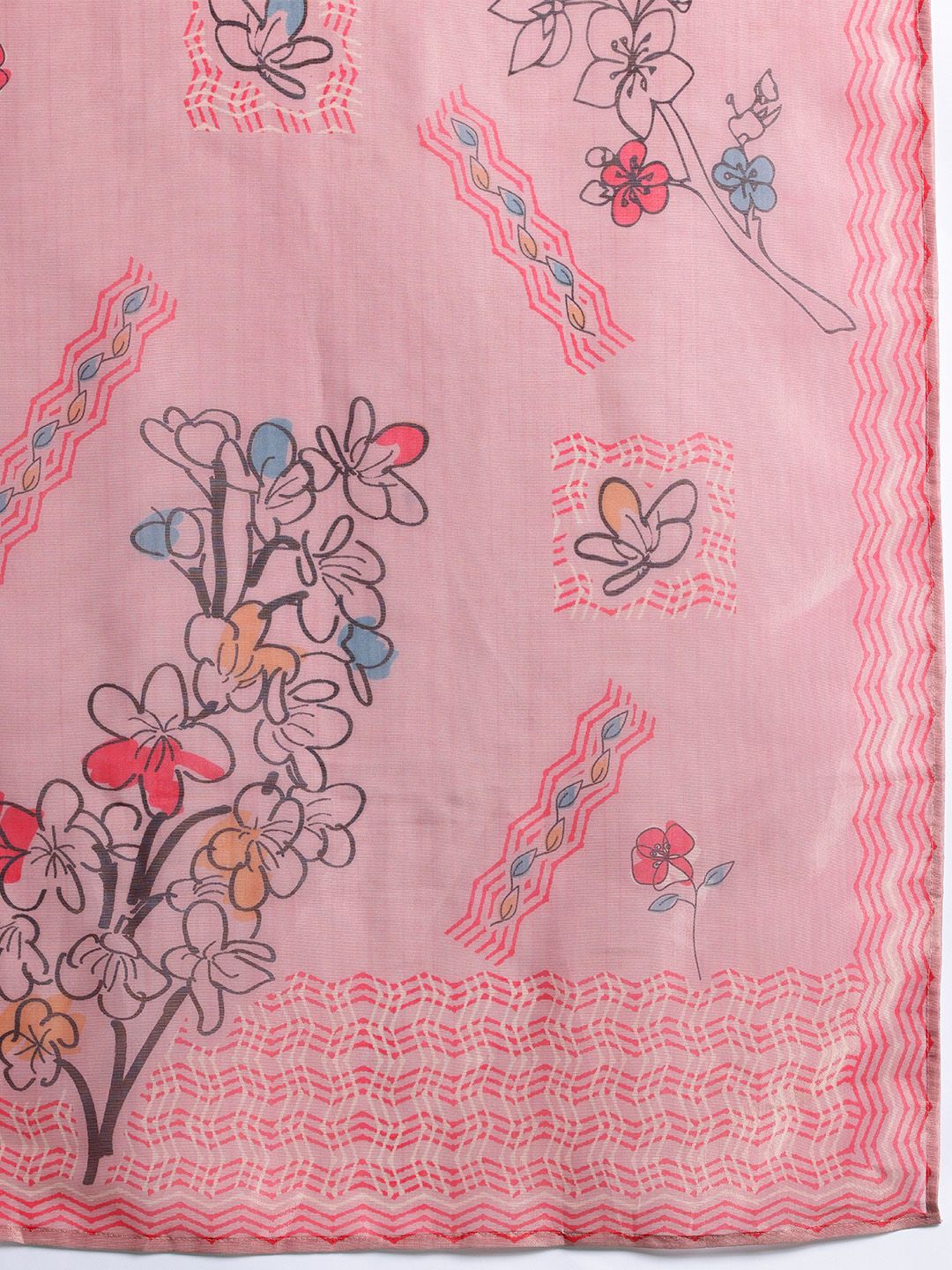 Dhiyona IE Floral Printed Sequinned Kurta With Trousers & Dupatta