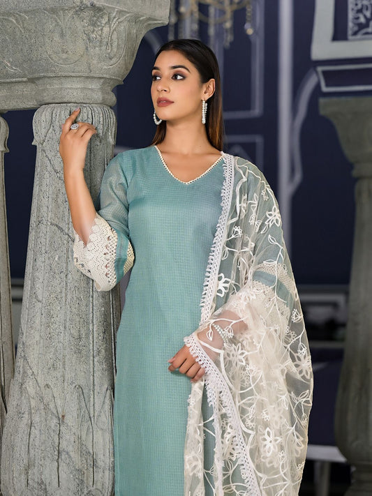 Dhiyona VA Women'sRegular Kurta with Trousers & Dupatta