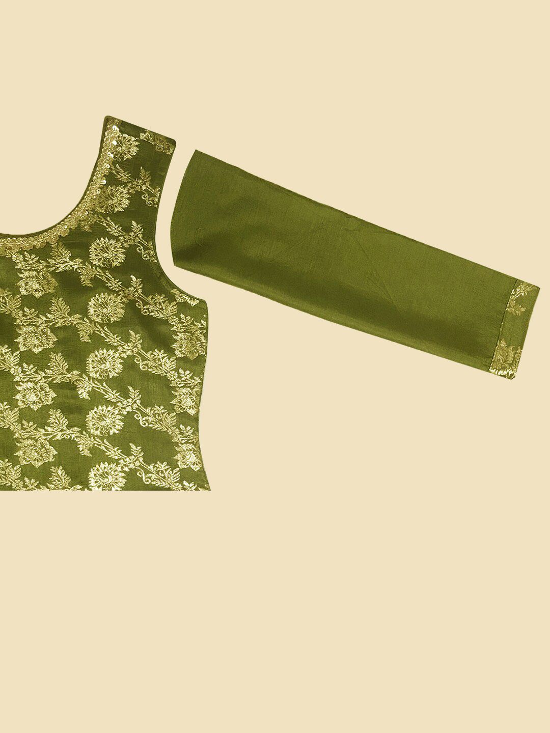 Dhiyona SO Women's Women Ethnic Motifs Woven Design Straight Sequinned Kurta with Trousers & Dupatta