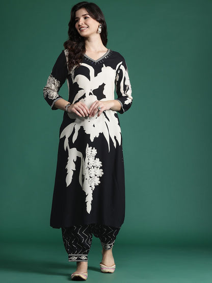 Dhiyona IE Floral Printed Kurta with Salwar with Sequinned Detail