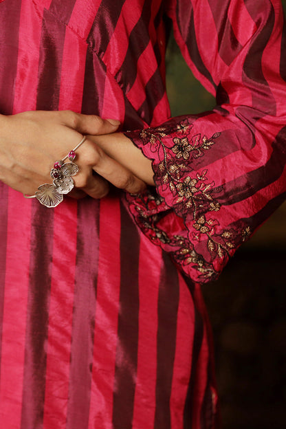 Women's Beetroot Purple Woven Silk Salwar Suit