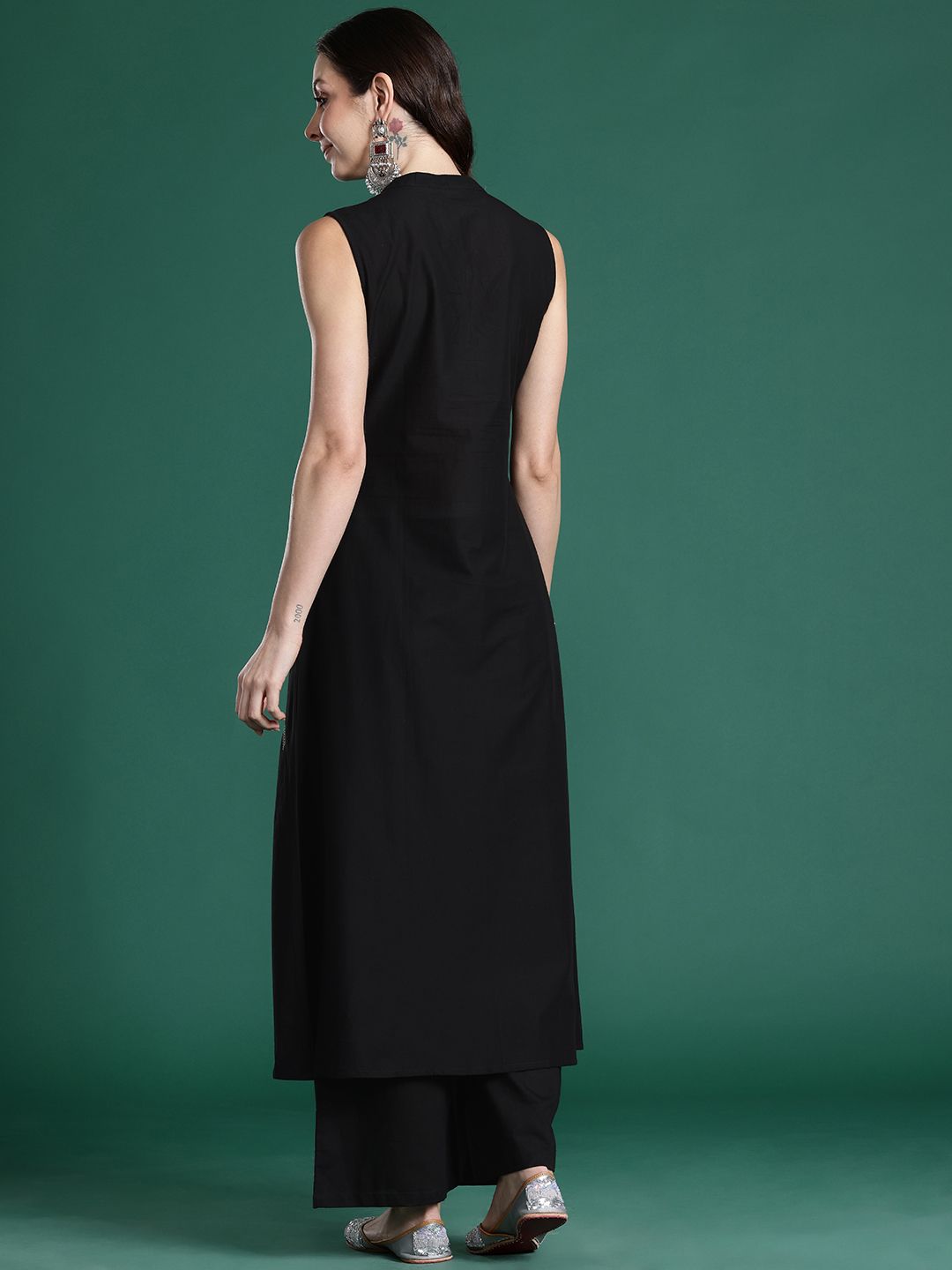 Ethnic Motifs Embroidered Pure Cotton Kurta with Palazzos