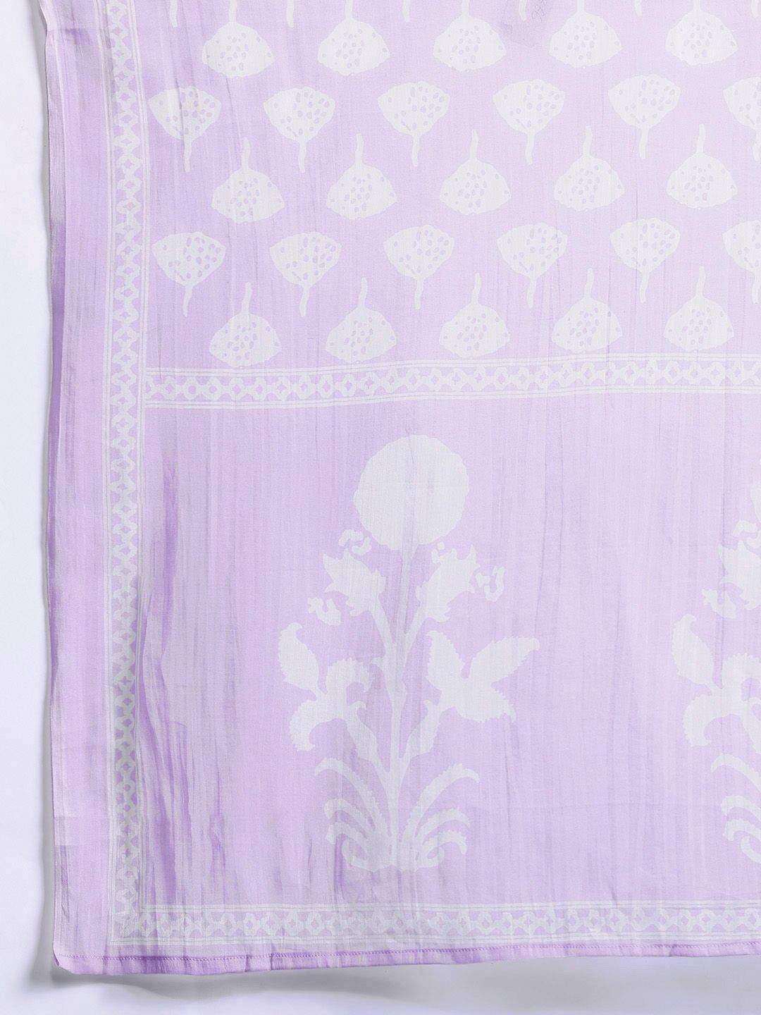 Dhiyona IE Plus Size Floral Printed Sequinned Pure Cotton Kurta with Trousers & With Dupatta