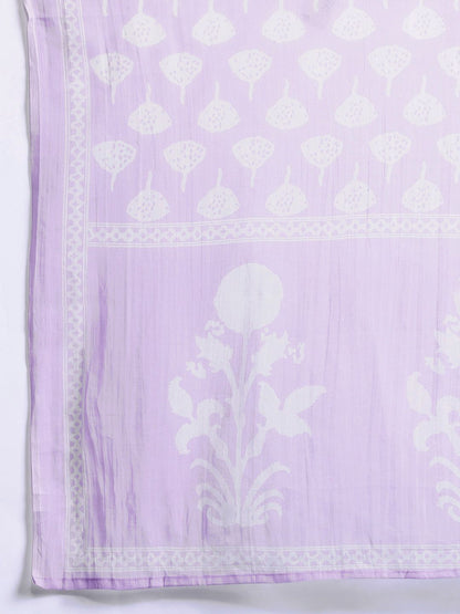 Dhiyona IE Plus Size Floral Printed Sequinned Pure Cotton Kurta with Trousers & With Dupatta