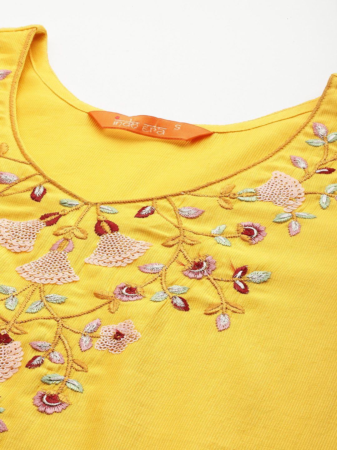 Dhiyona IE Women Floral Embroidered Liva Kurta with Palazzos & Dupatta