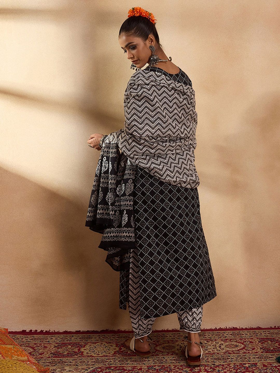 Printed Regular Pure Cotton Kurta with Salwar & Dupatta